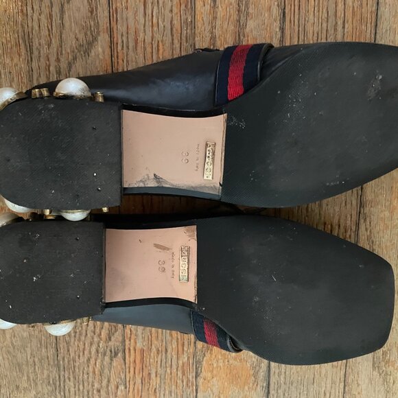 Gucci Peyton Leather Flats with pearl heels size 39 - Picture 5 of 8